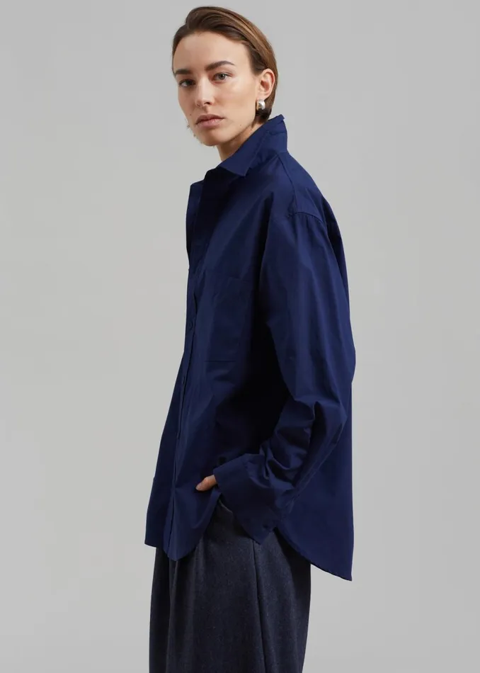 Women The Frankie Shop Tops Matteau Relaxed Shirt Navy