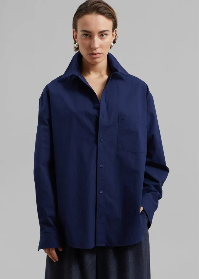 Women The Frankie Shop Tops Matteau Relaxed Shirt Navy