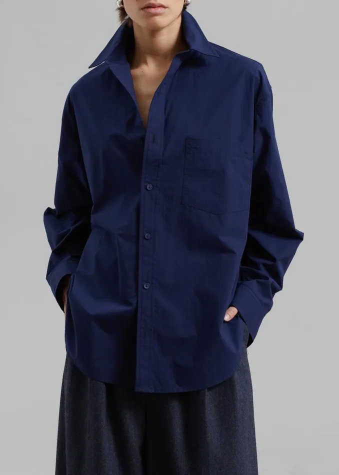 Women The Frankie Shop Tops Matteau Relaxed Shirt Navy