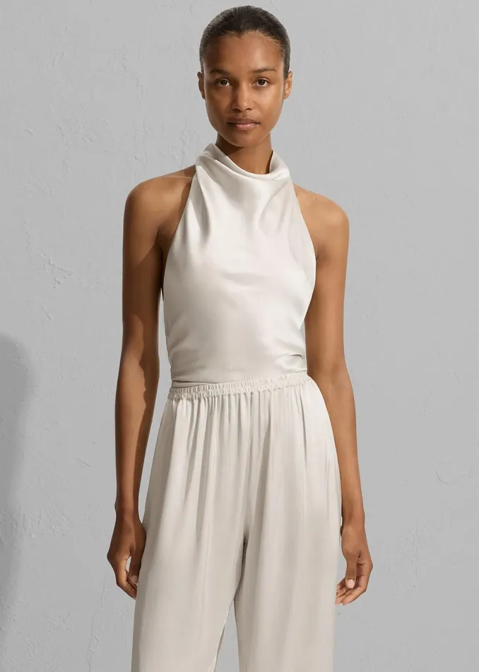 Women The Frankie Shop Tops Matteau Satin Scarf Blouse Ivory