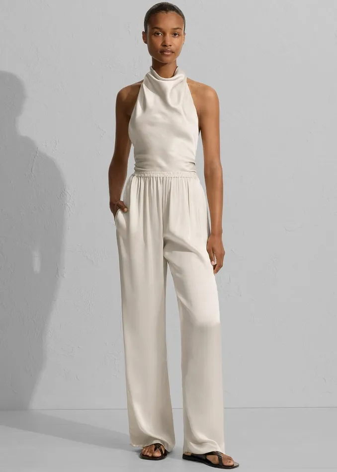 Women The Frankie Shop Tops Matteau Satin Scarf Blouse Ivory