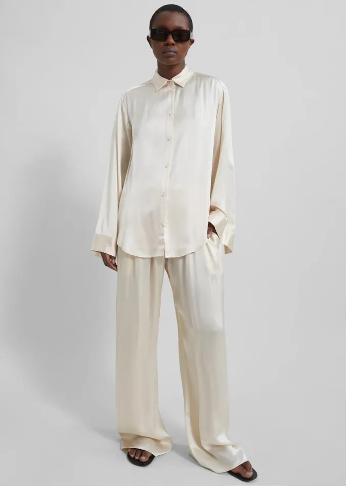 Women The Frankie Shop Tops Matteau Satin Shirt Ivory