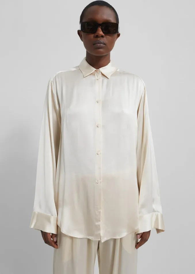 Women The Frankie Shop Tops Matteau Satin Shirt Ivory