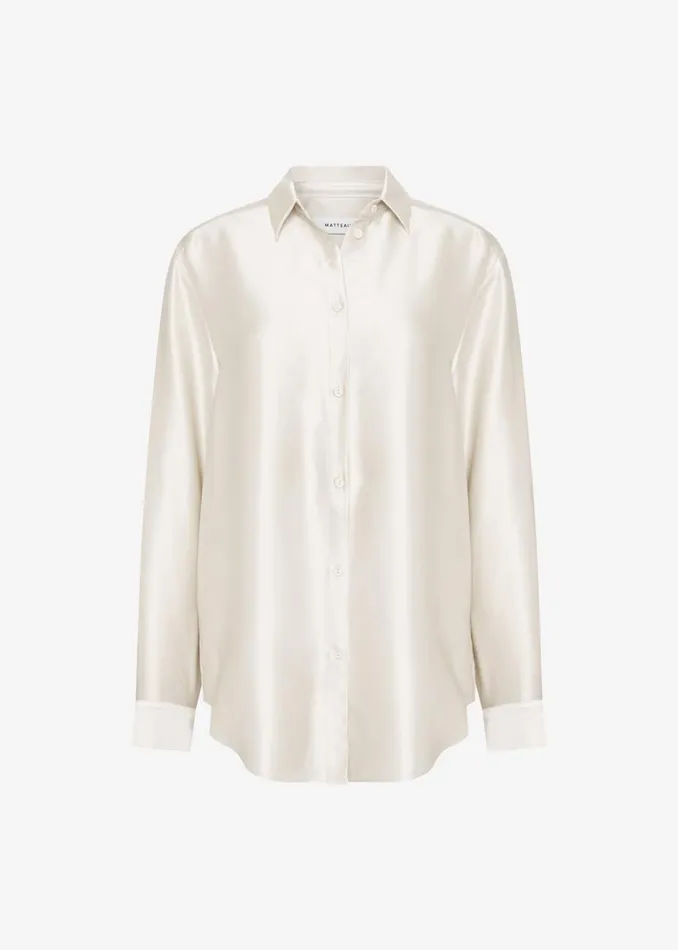 Women The Frankie Shop Tops Matteau Satin Shirt Ivory