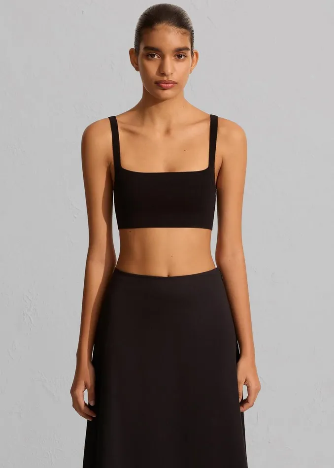 Women The Frankie Shop Tops Matteau Square Knit Crop Tank Black