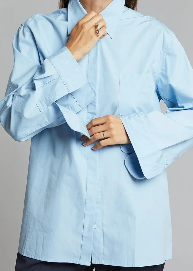 Women The Frankie Shop Tops Mayim Oversized Shirt Sky
