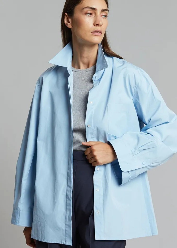 Women The Frankie Shop Tops Mayim Oversized Shirt Sky