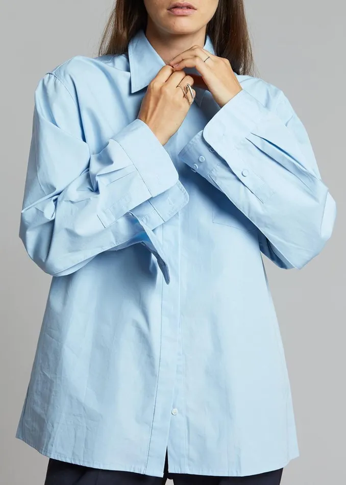 Women The Frankie Shop Tops Mayim Oversized Shirt Sky