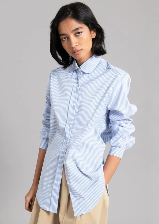 Women The Frankie Shop Tops Mina Shirt Blue Stripe