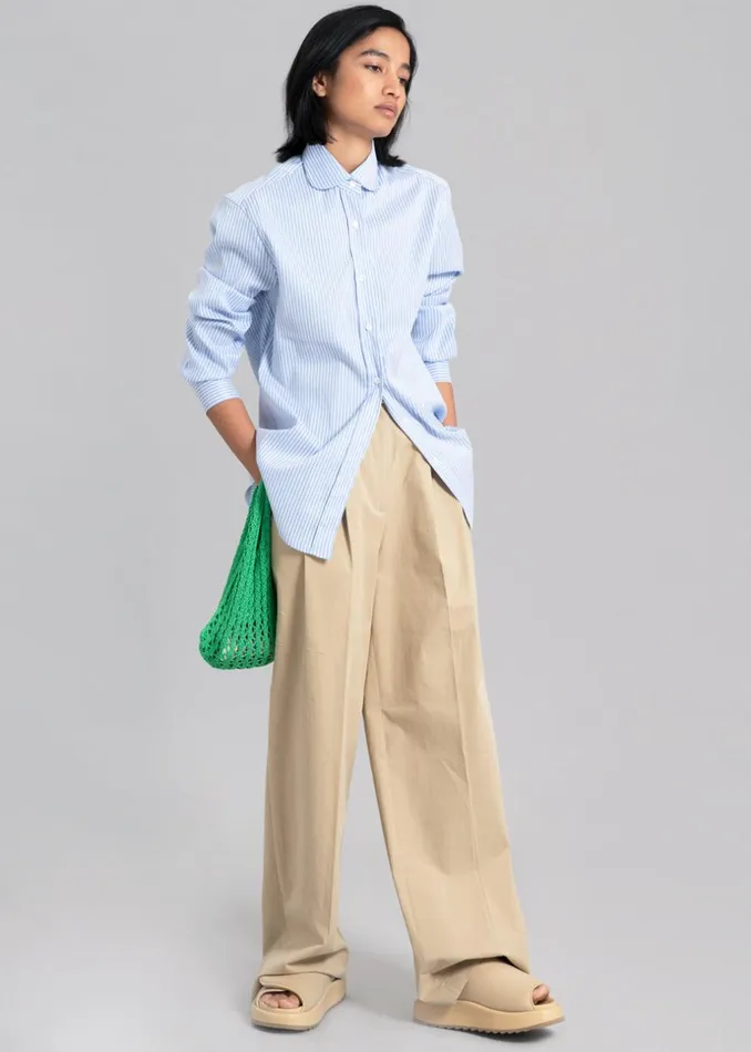 Women The Frankie Shop Tops Mina Shirt Blue Stripe