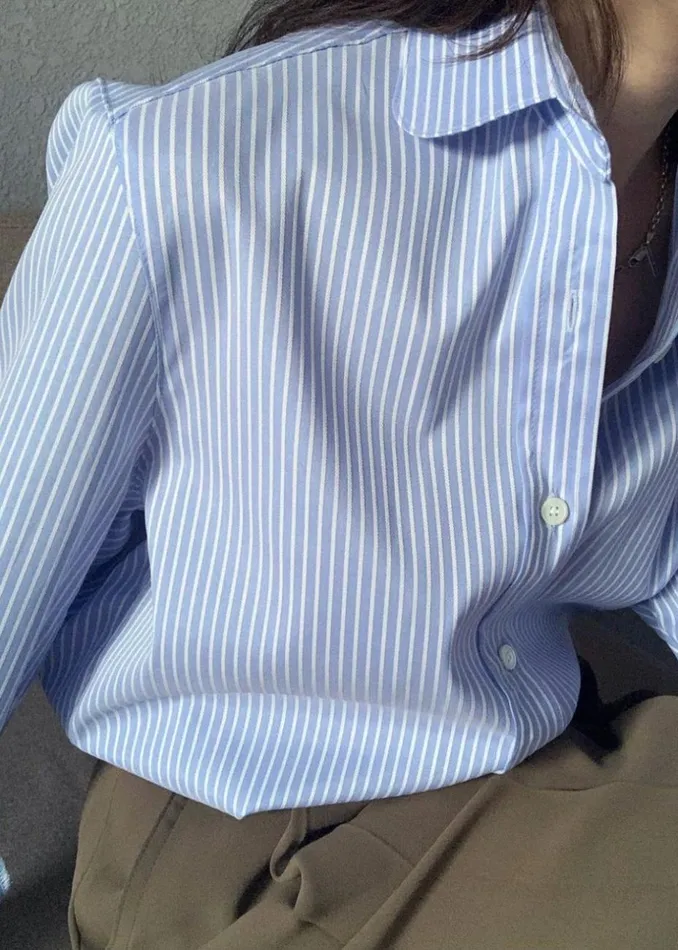 Women The Frankie Shop Tops Mina Shirt Blue Stripe