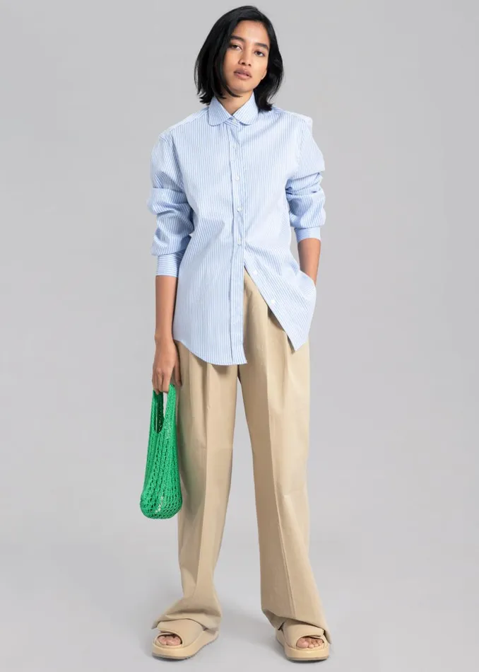 Women The Frankie Shop Tops Mina Shirt Blue Stripe