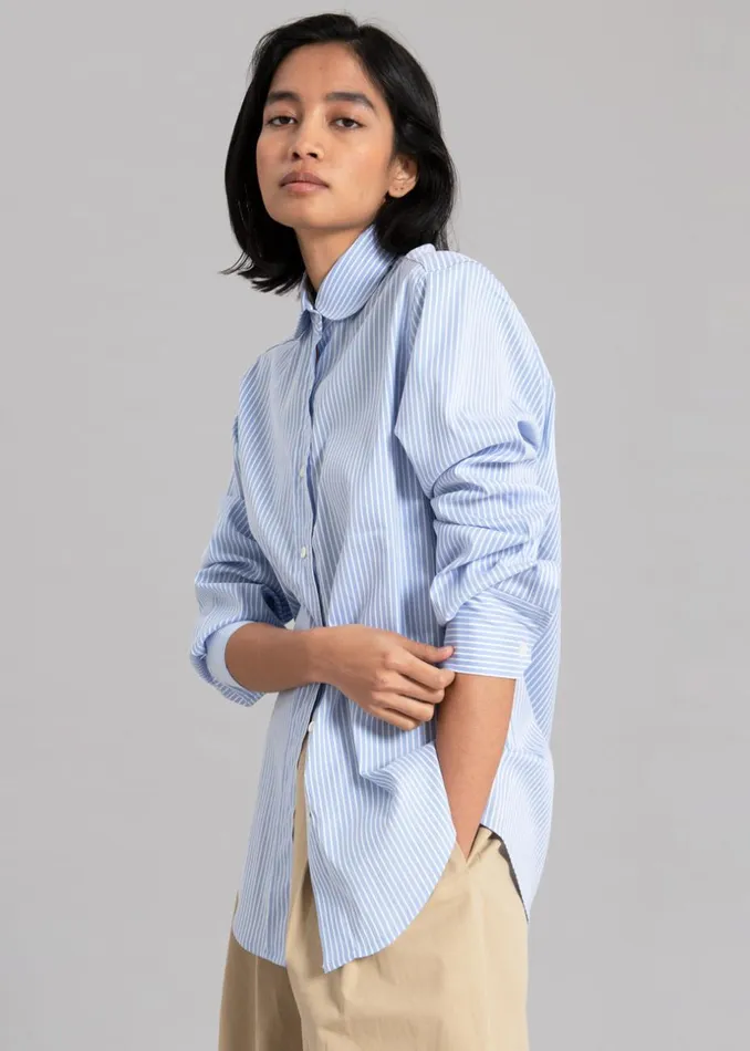 Women The Frankie Shop Tops Mina Shirt Blue Stripe