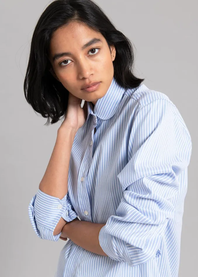 Women The Frankie Shop Tops Mina Shirt Blue Stripe
