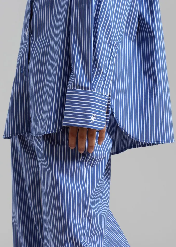 Women The Frankie Shop Tops Mirca Pocket Shirt Blue Multi Stripe
