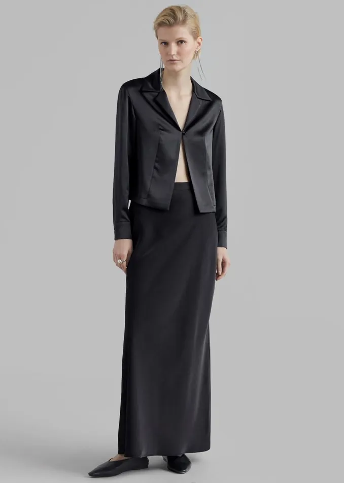 Women The Frankie Shop Tops Monroe Satin Shirt Black