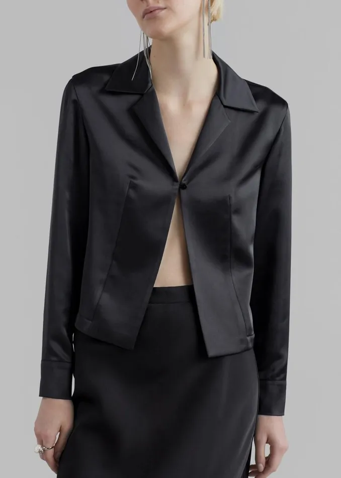Women The Frankie Shop Tops Monroe Satin Shirt Black