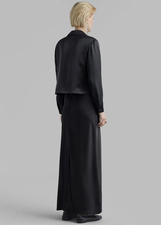 Women The Frankie Shop Tops Monroe Satin Shirt Black