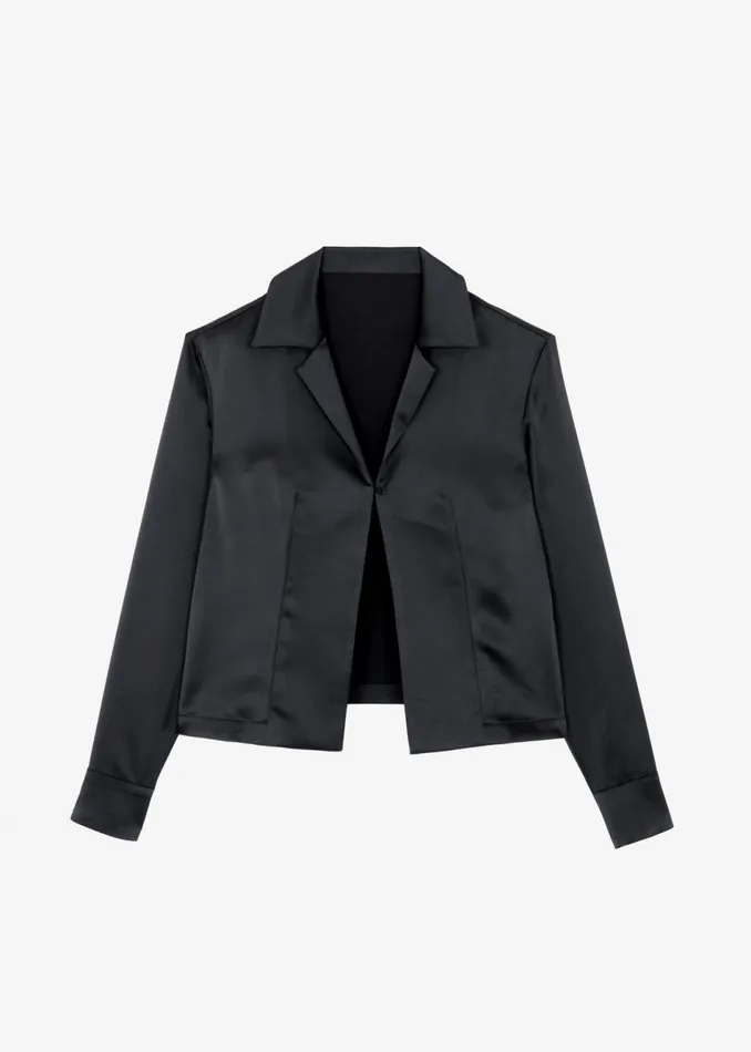 Women The Frankie Shop Tops Monroe Satin Shirt Black