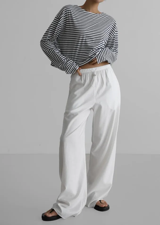 Women The Frankie Shop Tops Neha Cropped Top Navy Stripe