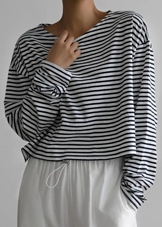 Women The Frankie Shop Tops Neha Cropped Top Navy Stripe