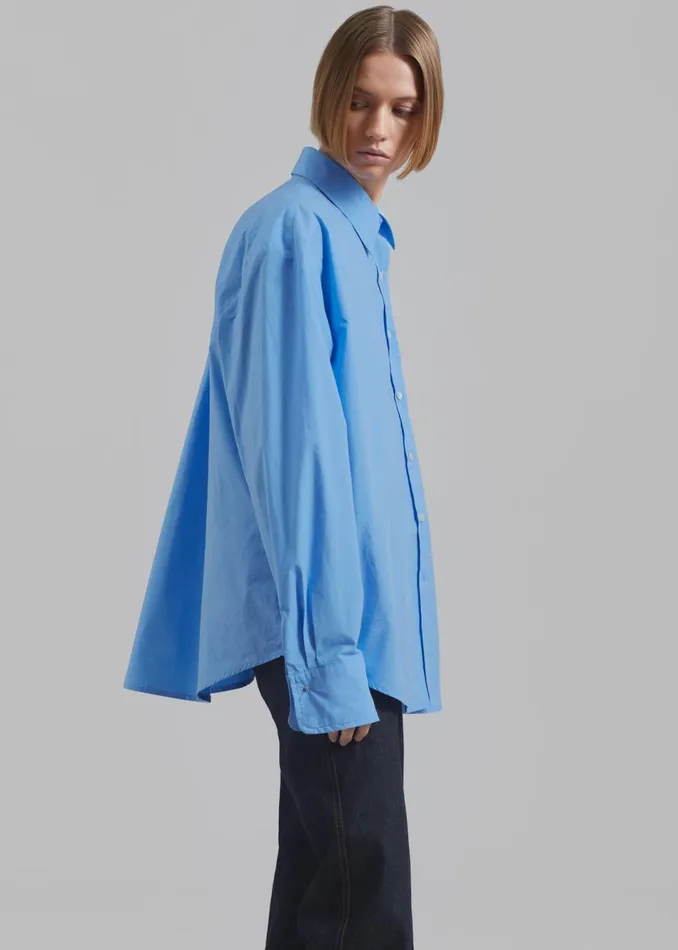 Women The Frankie Shop Tops Neil Button Up Shirt Blue