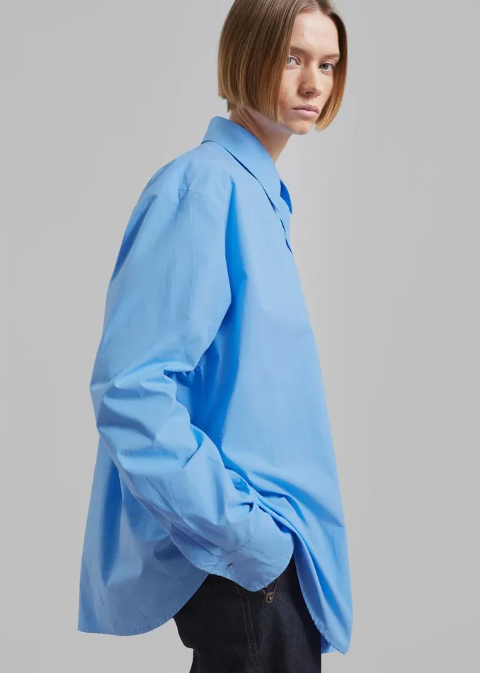 Women The Frankie Shop Tops Neil Button Up Shirt Blue