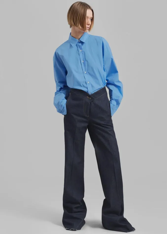 Women The Frankie Shop Tops Neil Button Up Shirt Blue
