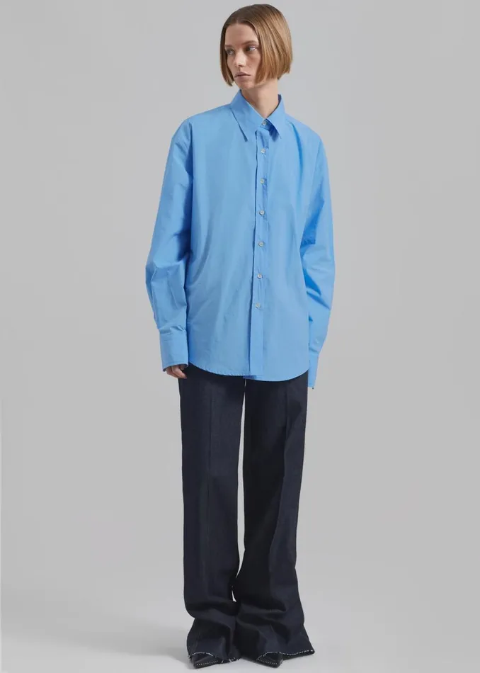 Women The Frankie Shop Tops Neil Button Up Shirt Blue
