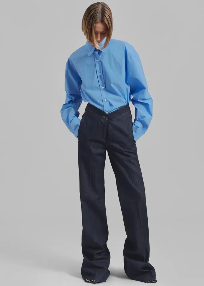 Women The Frankie Shop Tops Neil Button Up Shirt Blue