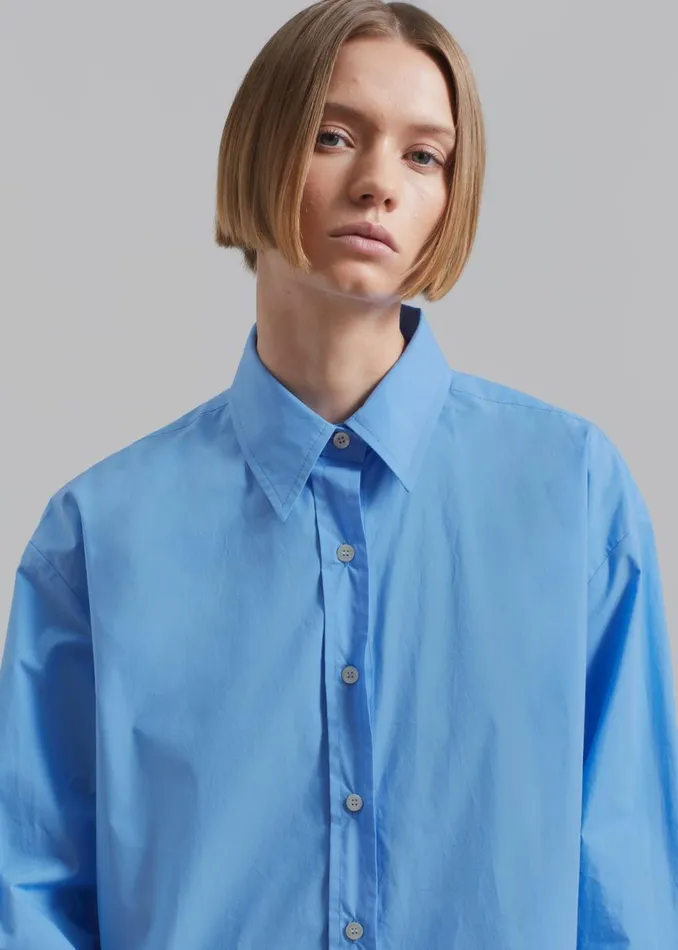 Women The Frankie Shop Tops Neil Button Up Shirt Blue