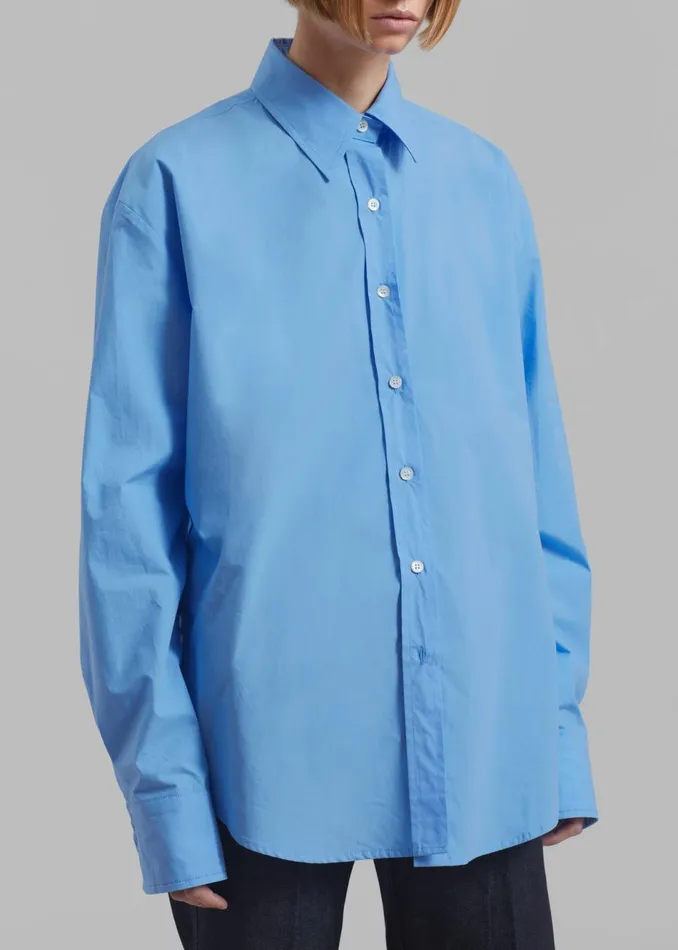 Women The Frankie Shop Tops Neil Button Up Shirt Blue