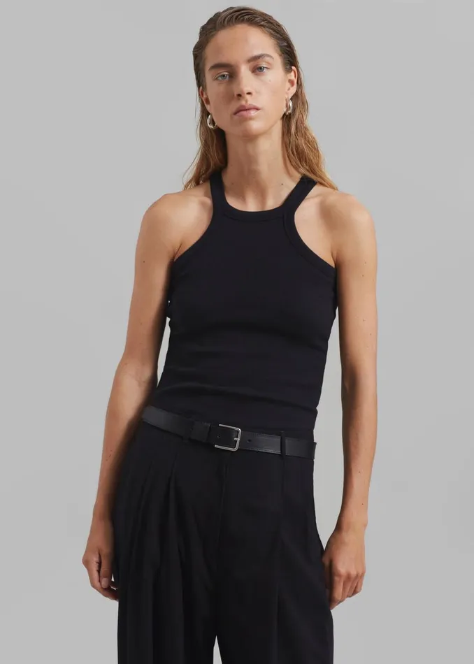 Women The Frankie Shop Tops Omi Halter Tank Top Black