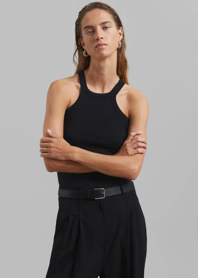 Women The Frankie Shop Tops Omi Halter Tank Top Black