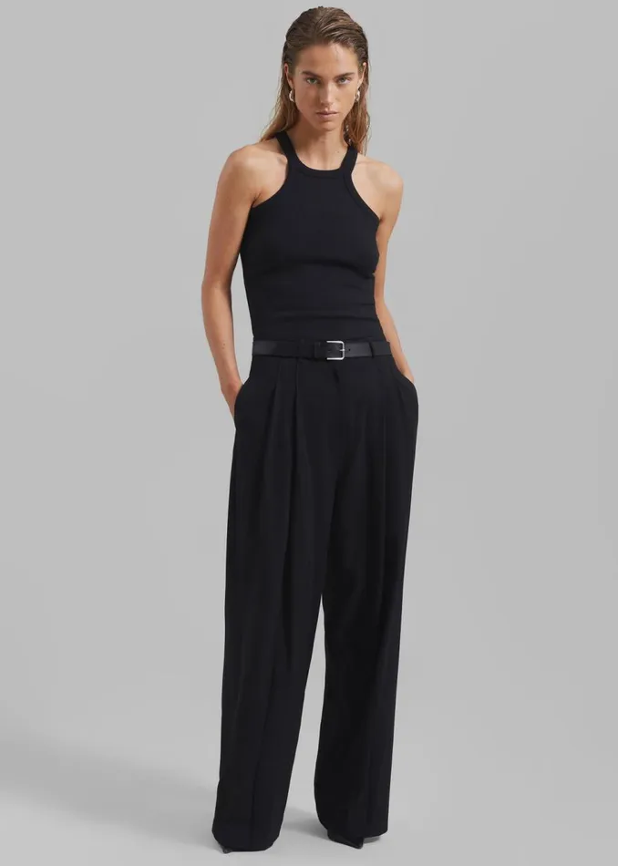 Women The Frankie Shop Tops Omi Halter Tank Top Black