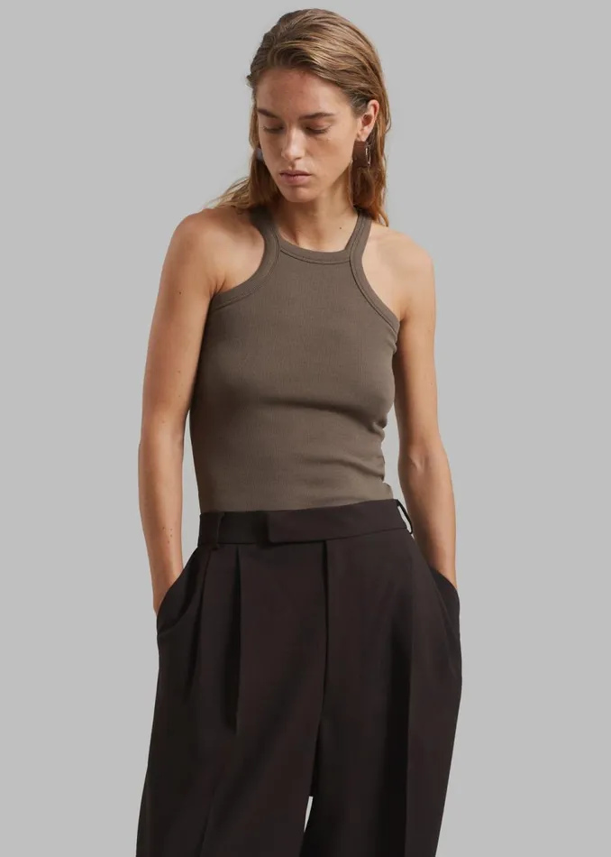 Women The Frankie Shop Tops Omi Halter Tank Top Brown