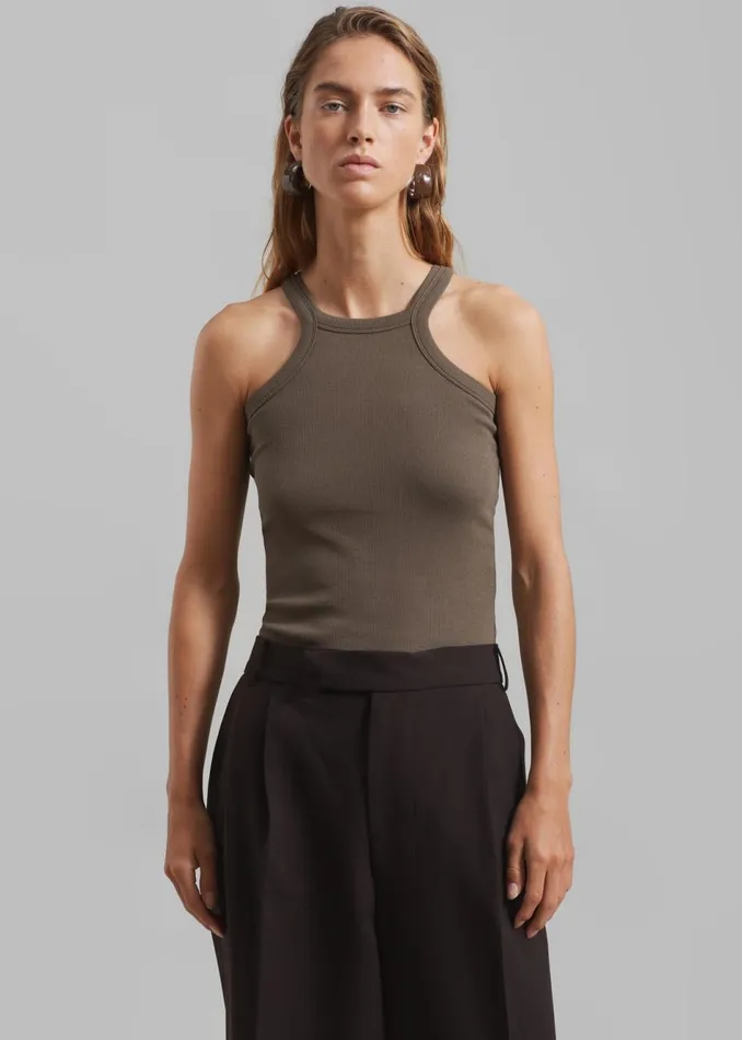 Women The Frankie Shop Tops Omi Halter Tank Top Brown