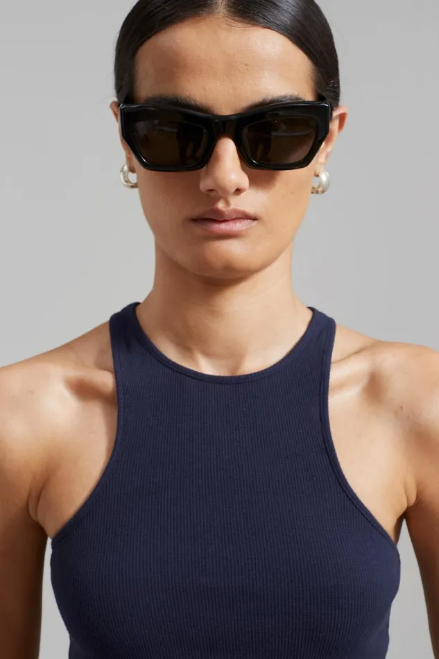Women The Frankie Shop Tops Ophelia Rib Tank Top Navy
