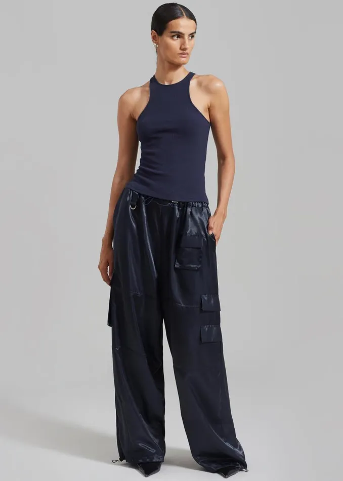 Women The Frankie Shop Tops Ophelia Rib Tank Top Navy
