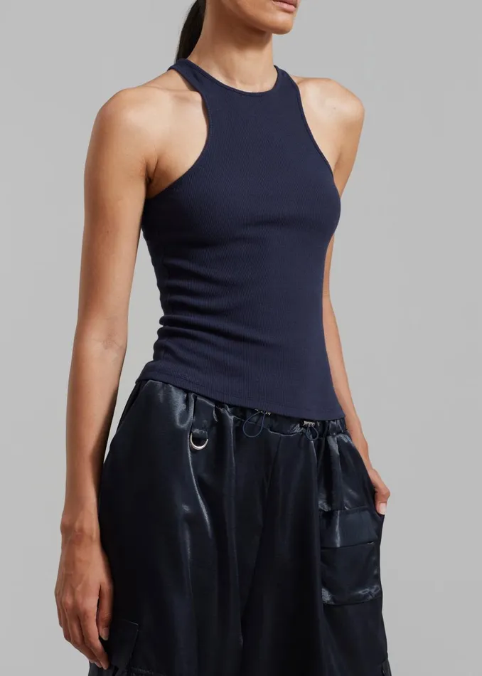 Women The Frankie Shop Tops Ophelia Rib Tank Top Navy