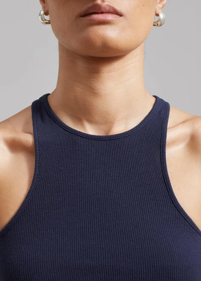 Women The Frankie Shop Tops Ophelia Rib Tank Top Navy