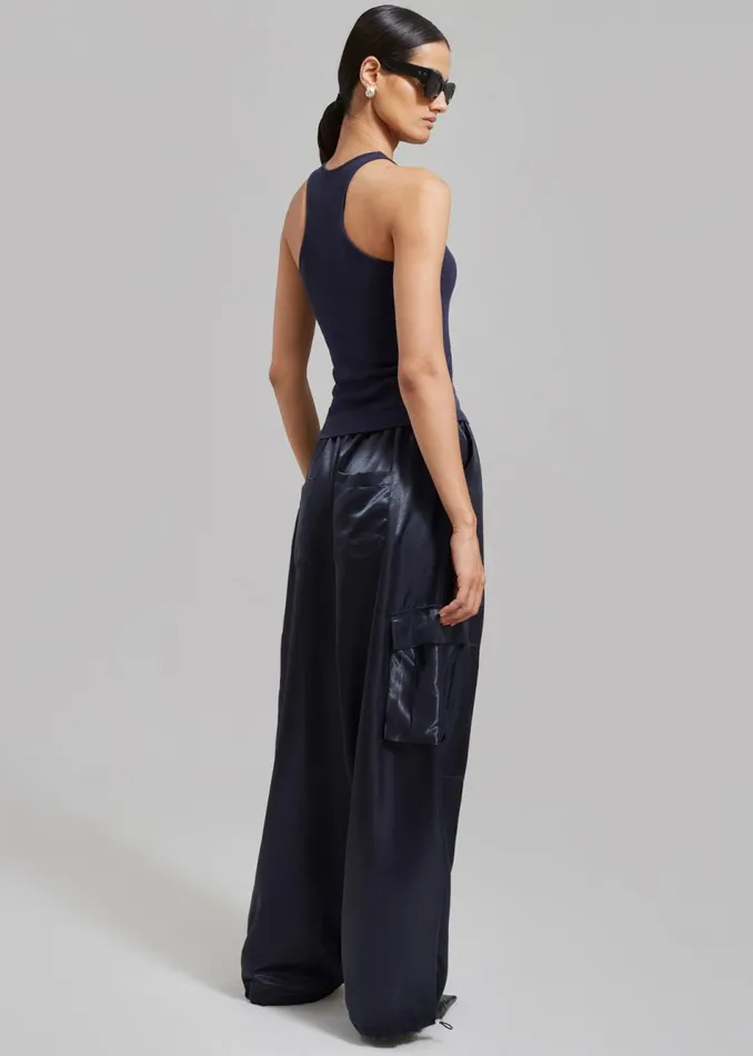 Women The Frankie Shop Tops Ophelia Rib Tank Top Navy