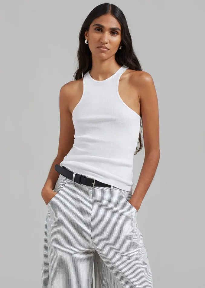 Women The Frankie Shop Tops Ophelia Rib Tank Top White