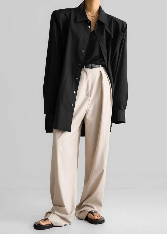 Women The Frankie Shop Tops Panama Oversized Shirt Black