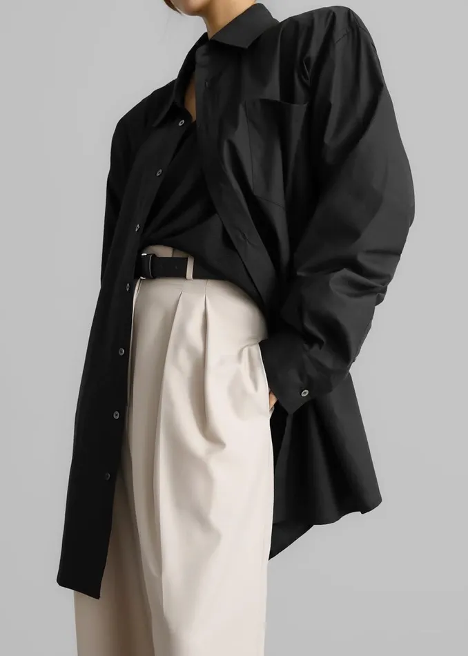 Women The Frankie Shop Tops Panama Oversized Shirt Black