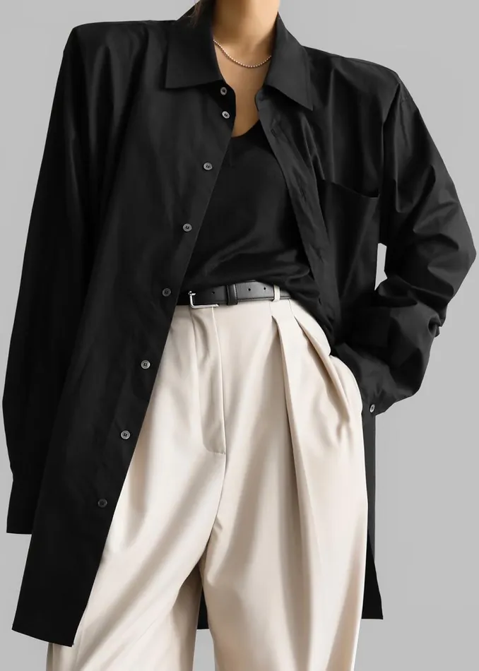Women The Frankie Shop Tops Panama Oversized Shirt Black