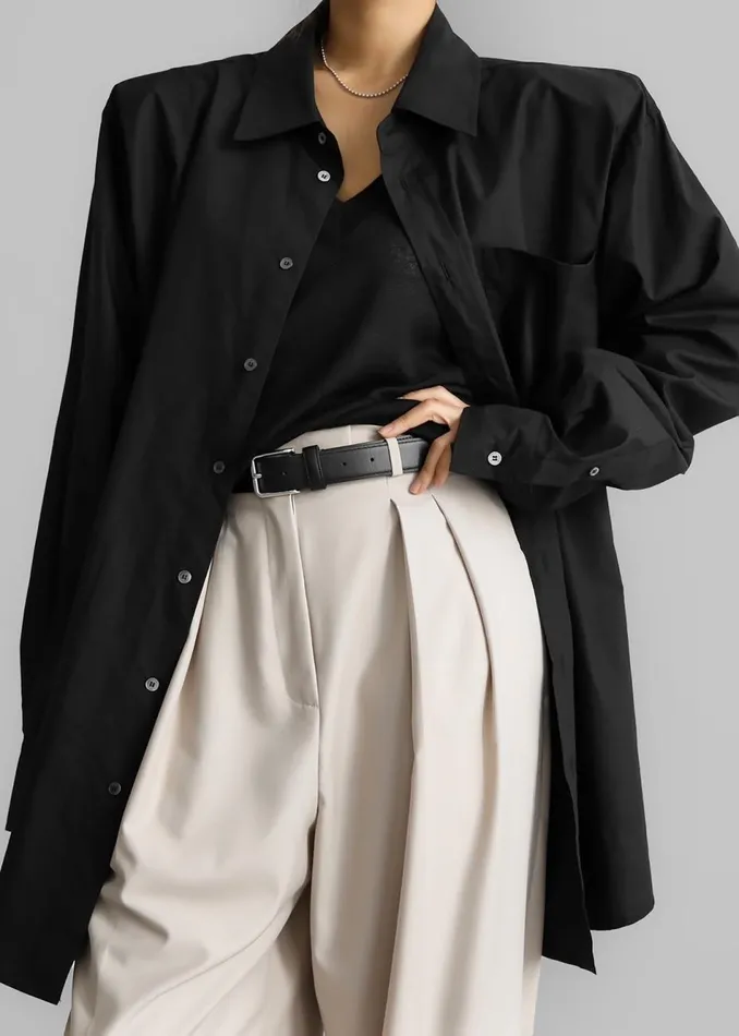 Women The Frankie Shop Tops Panama Oversized Shirt Black
