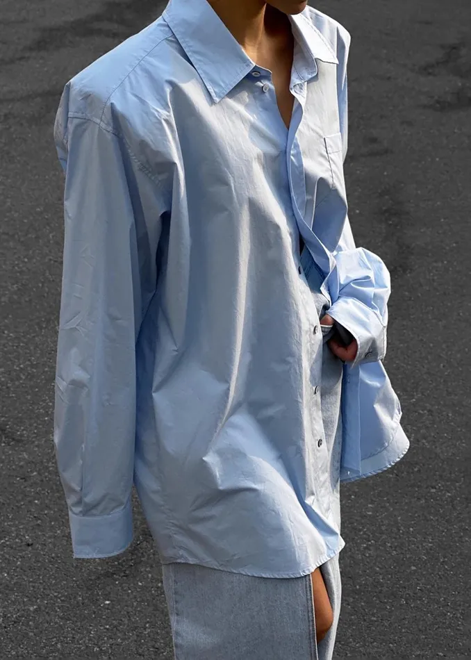 Women The Frankie Shop Tops Panama Oversized Shirt Light Blue
