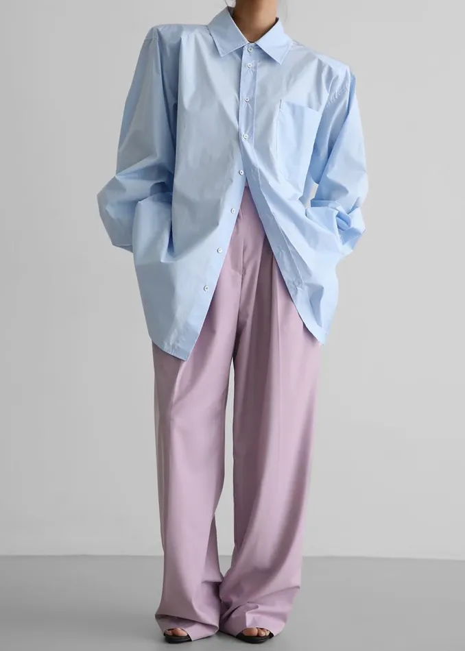 Women The Frankie Shop Tops Panama Oversized Shirt Light Blue