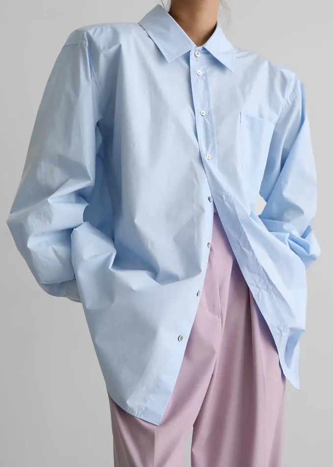 Women The Frankie Shop Tops Panama Oversized Shirt Light Blue